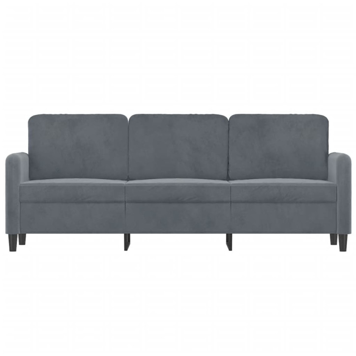 Trivietė sofa, tamsiai pilkos spalvos, 180cm, aksomas