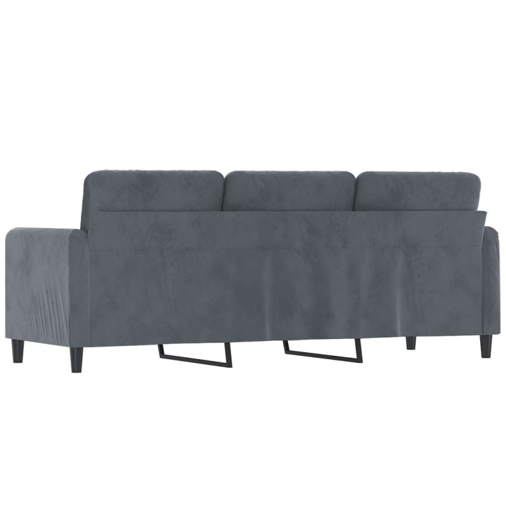 Trivietė sofa, tamsiai pilkos spalvos, 180cm, aksomas