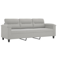 Trivietė sofa, šviesiai pilka, 180cm, mikropluošto audinys