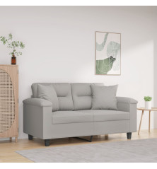 Dvivietė sofa su pagalvėmis, pilka, 120cm, mikropluošto audinys