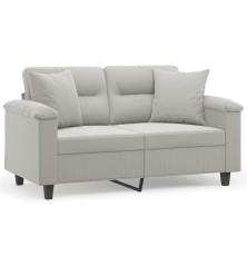 Dvivietė sofa su pagalvėmis, pilka, 120cm, mikropluošto audinys