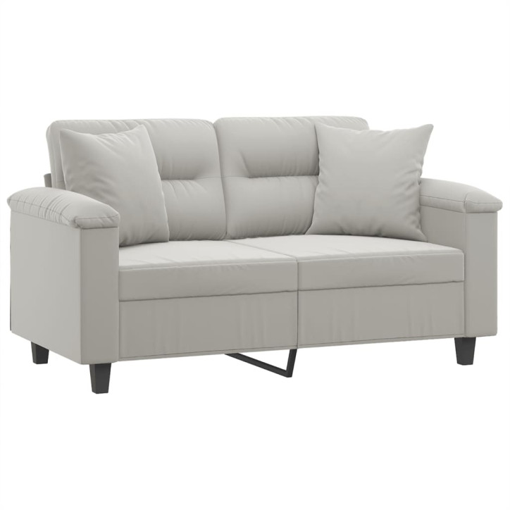 Dvivietė sofa su pagalvėmis, pilka, 120cm, mikropluošto audinys