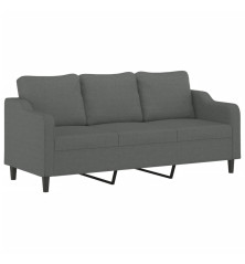 Trivietė sofa, tamsiai pilkos spalvos, 180cm, audinys