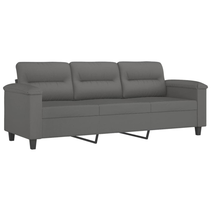 Trivietė sofa, tamsiai pilka, 180cm, mikropluošto audinys