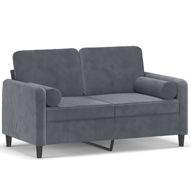 Dvivietė sofa su pagalvėlėmis, tamsiai pilka, 120cm, aksomas