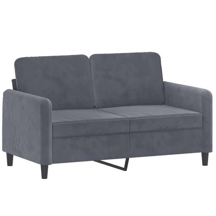 Dvivietė sofa su pagalvėlėmis, tamsiai pilka, 120cm, aksomas