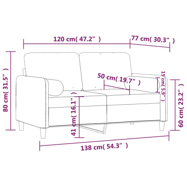 Dvivietė sofa su pagalvėlėmis, tamsiai pilka, 120cm, aksomas