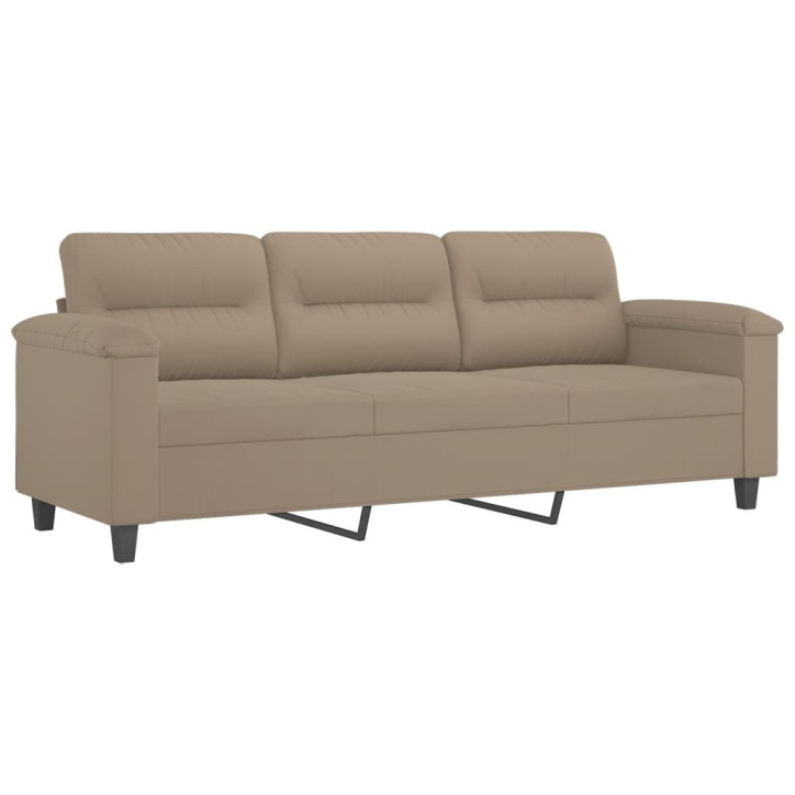 Trivietė sofa su pagalvėmis, taupe, 180cm, mikropluošto audinys