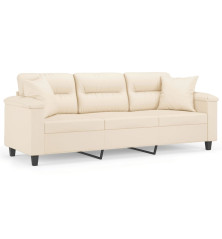 Trivietė sofa su pagalvėmis, smėlio, 180cm, audinys