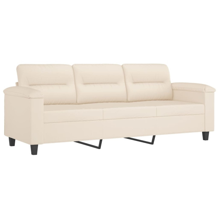 Trivietė sofa su pagalvėmis, smėlio, 180cm, audinys