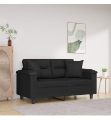 Dvivietė sofa su pagalvėmis, juoda, 120cm, mikropluošto audinys