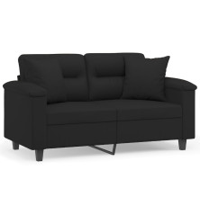 Dvivietė sofa su pagalvėmis, juoda, 120cm, mikropluošto audinys