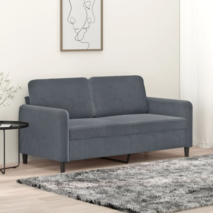 Dvivietė sofa, tamsiai pilkos spalvos, 140cm, aksomas