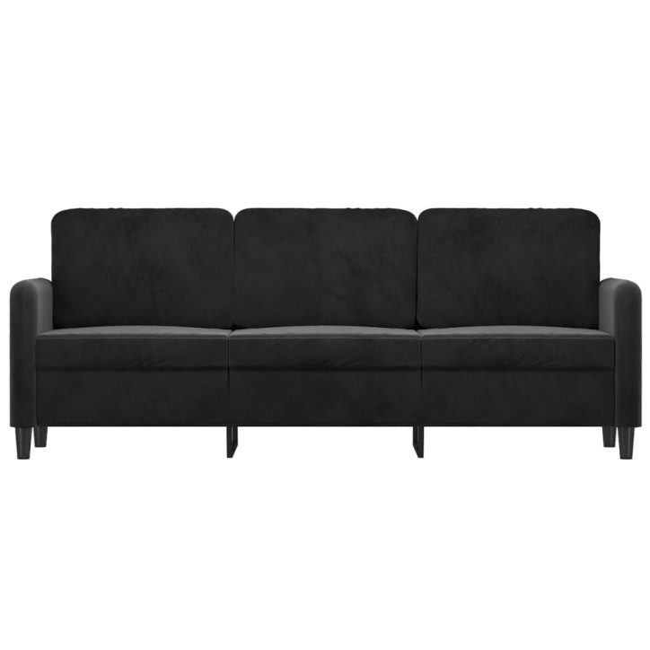 Trivietė sofa, juodos spalvos, 180cm, aksomas