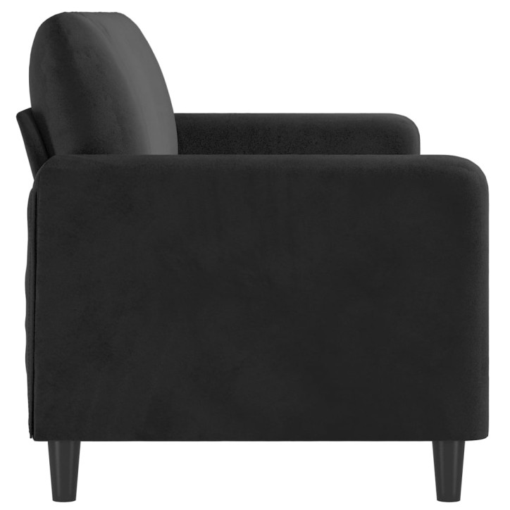 Trivietė sofa, juodos spalvos, 180cm, aksomas