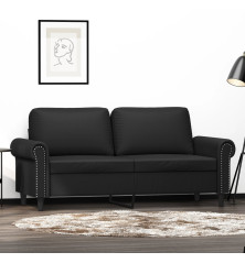 Dvivietė sofa, juodos spalvos, 140cm, dirbtinė oda