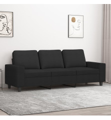 Trivietė sofa, juodos spalvos, 180cm, audinys