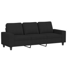 Trivietė sofa, juodos spalvos, 180cm, audinys