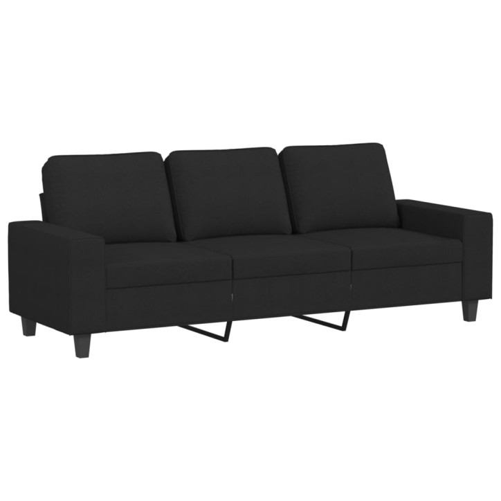 Trivietė sofa, juodos spalvos, 180cm, audinys