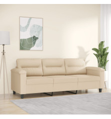 Trivietė sofa, kreminės spalvos, 180cm, mikropluošto audinys