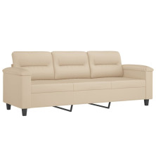 Trivietė sofa, kreminės spalvos, 180cm, mikropluošto audinys