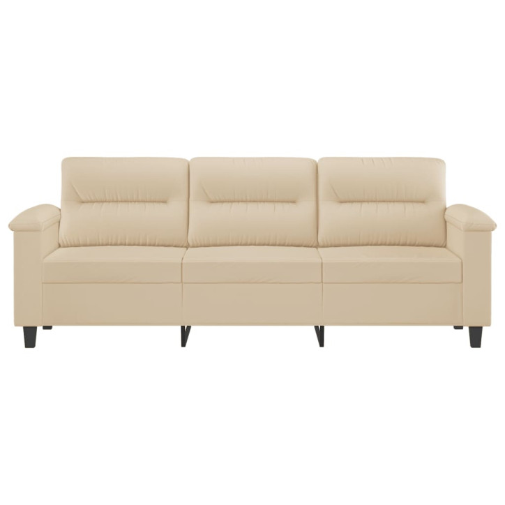 Trivietė sofa, kreminės spalvos, 180cm, mikropluošto audinys