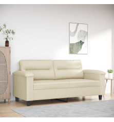 Dvivietė sofa, kreminės spalvos, 140cm, dirbtinė oda