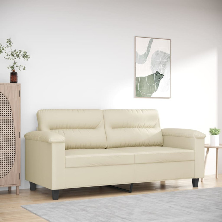 Dvivietė sofa, kreminės spalvos, 140cm, dirbtinė oda