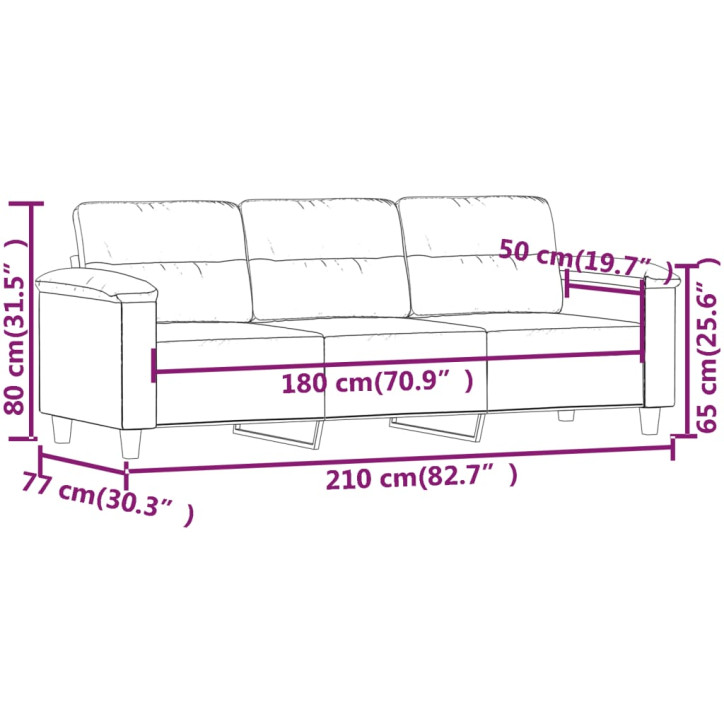 Trivietė sofa, taupe spalvos, 180cm, mikropluošto audinys