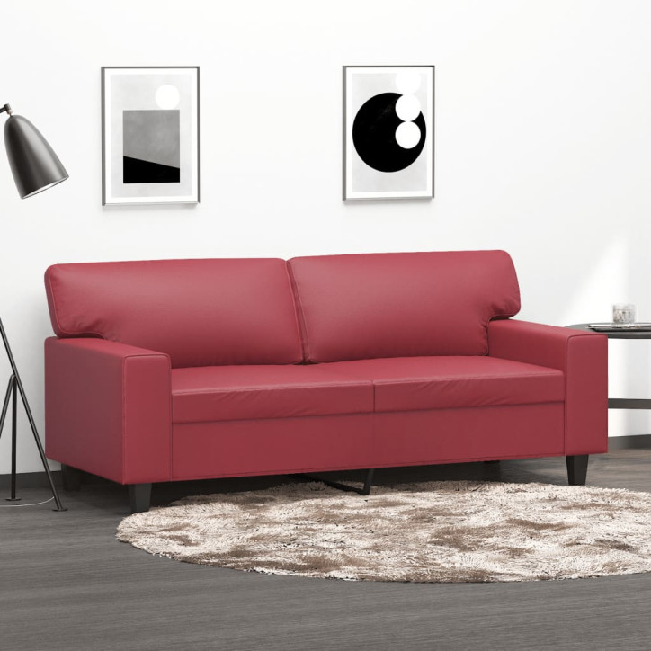 Dvivietė sofa, raudonojo vyno spalvos, 140cm, dirbtinė oda