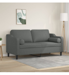 Dvivietė sofa su pagalvėlėmis, tamsiai pilka, 140cm, audinys