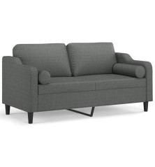 Dvivietė sofa su pagalvėlėmis, tamsiai pilka, 140cm, audinys