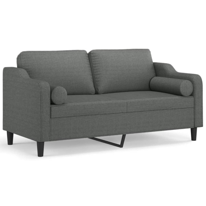 Dvivietė sofa su pagalvėlėmis, tamsiai pilka, 140cm, audinys