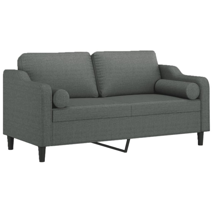 Dvivietė sofa su pagalvėlėmis, tamsiai pilka, 140cm, audinys