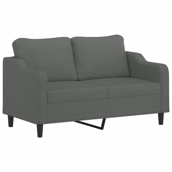 Dvivietė sofa su pagalvėlėmis, tamsiai pilka, 140cm, audinys