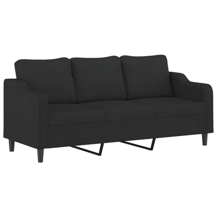 Trivietė sofa, juodos spalvos, 180cm, audinys