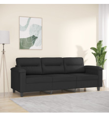 Trivietė sofa, juodos spalvos, 180cm, mikropluošto audinys