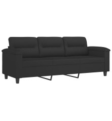 Trivietė sofa, juodos spalvos, 180cm, mikropluošto audinys