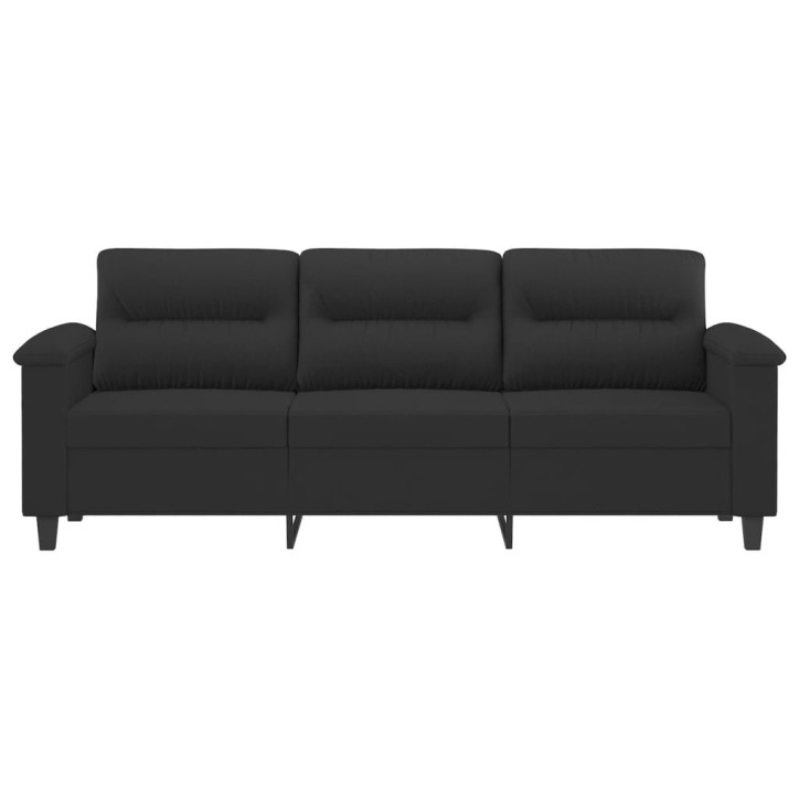 Trivietė sofa, juodos spalvos, 180cm, mikropluošto audinys