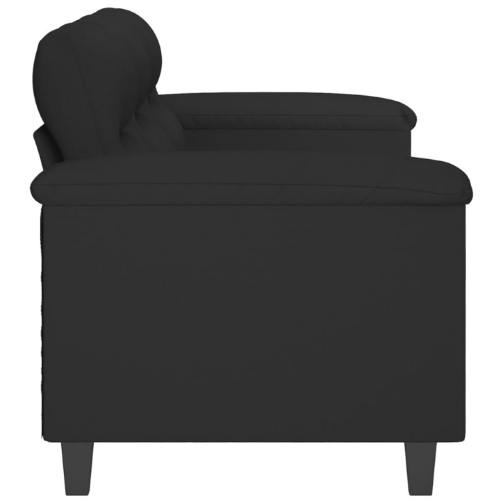 Trivietė sofa, juodos spalvos, 180cm, mikropluošto audinys