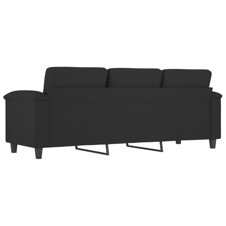 Trivietė sofa, juodos spalvos, 180cm, mikropluošto audinys