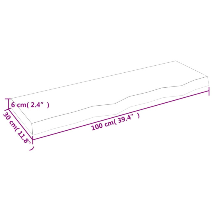 Vonios kambario stalviršis, 100x30x(2–6)cm, medienos masyvas