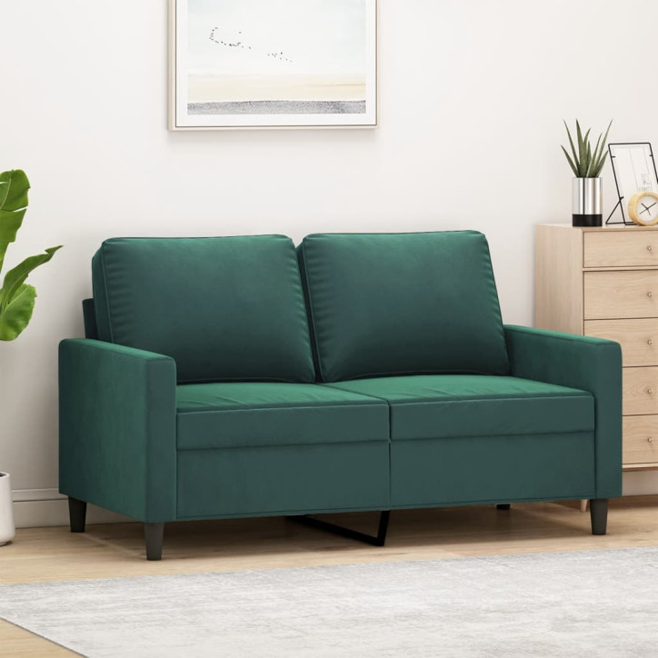 Dvivietė sofa, tamsiai žalios spalvos, 120cm, aksomas