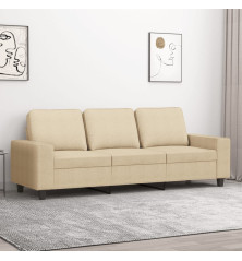 Trivietė sofa, kreminės spalvos, 180cm, audinys