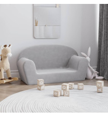 Vaikiška dvivietė sofa, šviesiai pilka, minkštas pliušas