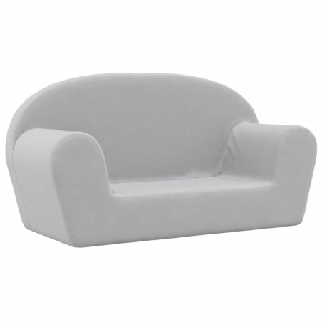 Vaikiška dvivietė sofa, šviesiai pilka, minkštas pliušas