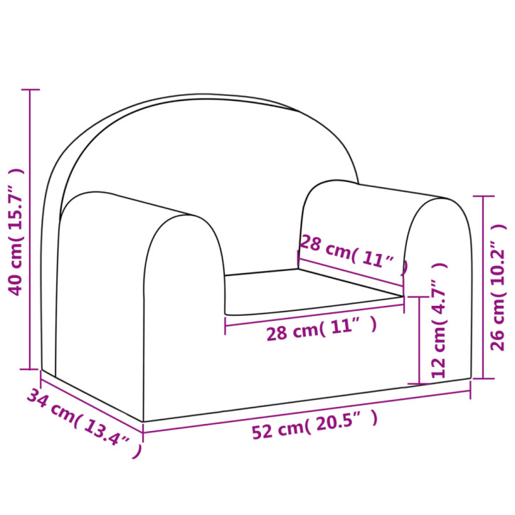 Vaikiška sofa, šviesiai pilka, minkštas pliušas, su žvaigždėmis