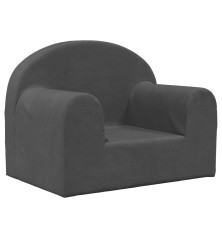 Vaikiška sofa, antracito spalvos, minkštas pliušas