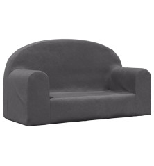 Vaikiška dvivietė sofa, antracito spalvos, minkštas pliušas