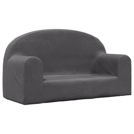 Vaikiška dvivietė sofa, antracito spalvos, minkštas pliušas